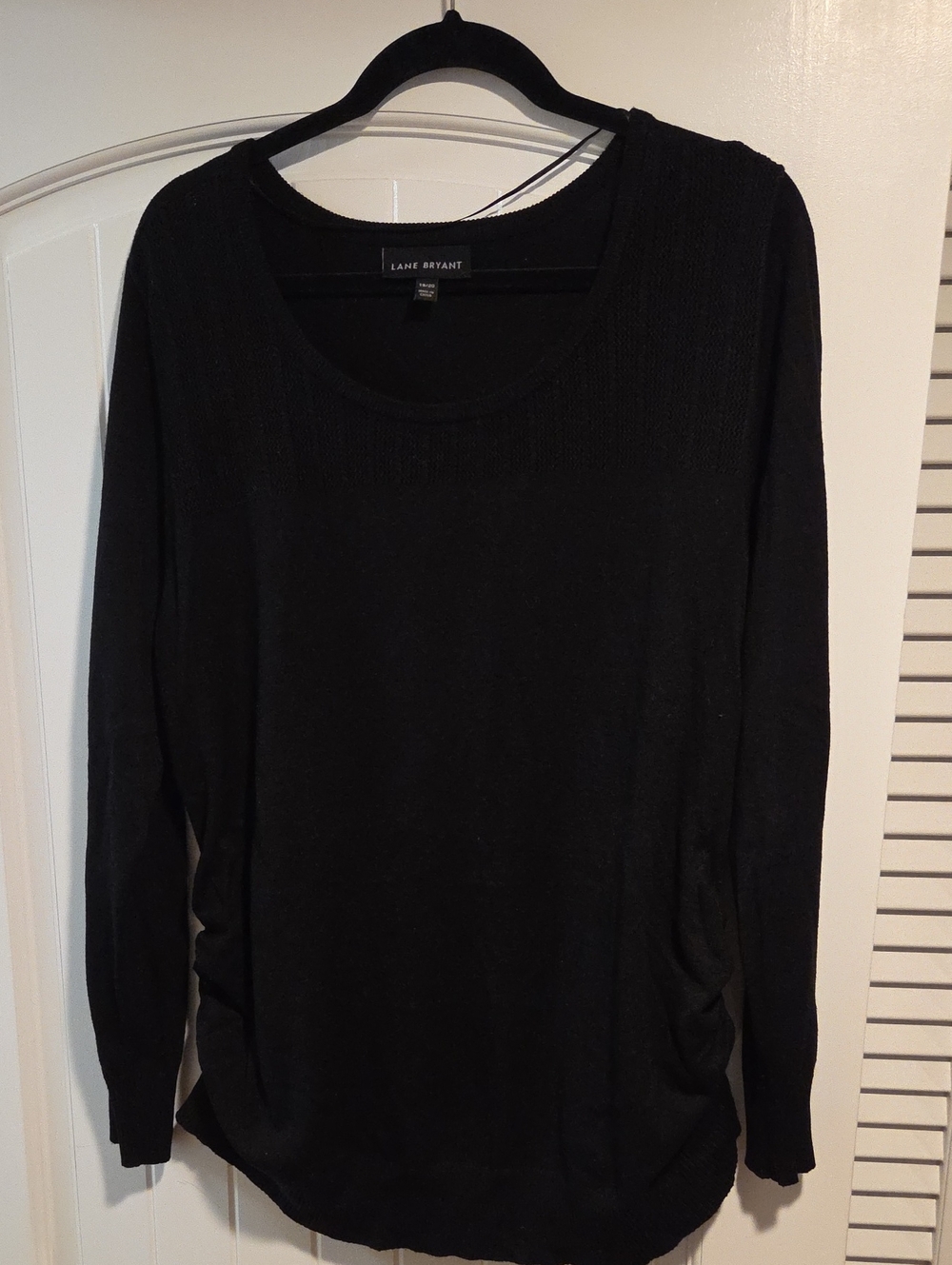 Lane Bryant Long Sleeve Ruched Black Top Size 18/20